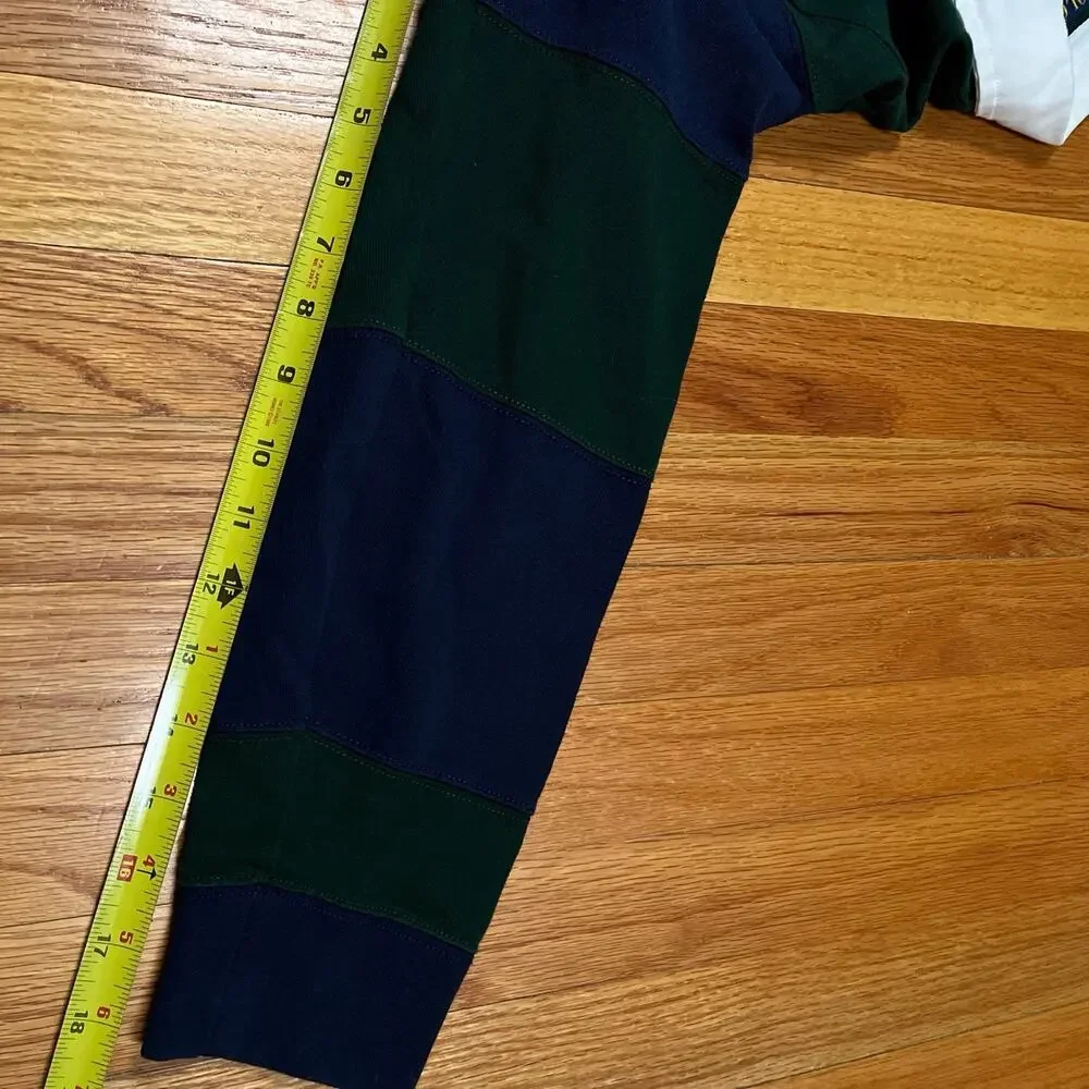 Iconic Rugby Shirt Polo Ralph Lauren Men's Medium Classic Fit Green Blue Stripes